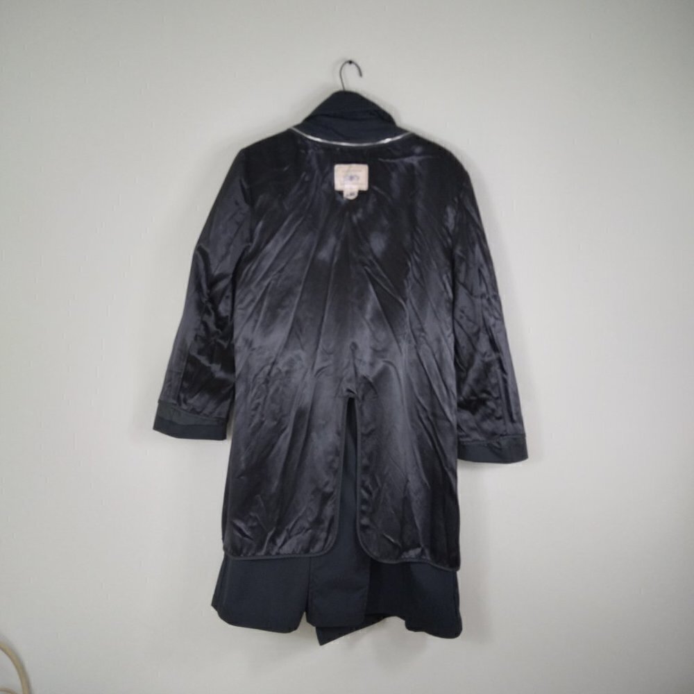 Y2K  Black Trench Coat Made In USA For Military Zip Out Lining Stylish Sz 38XS - Picture 5 of 15